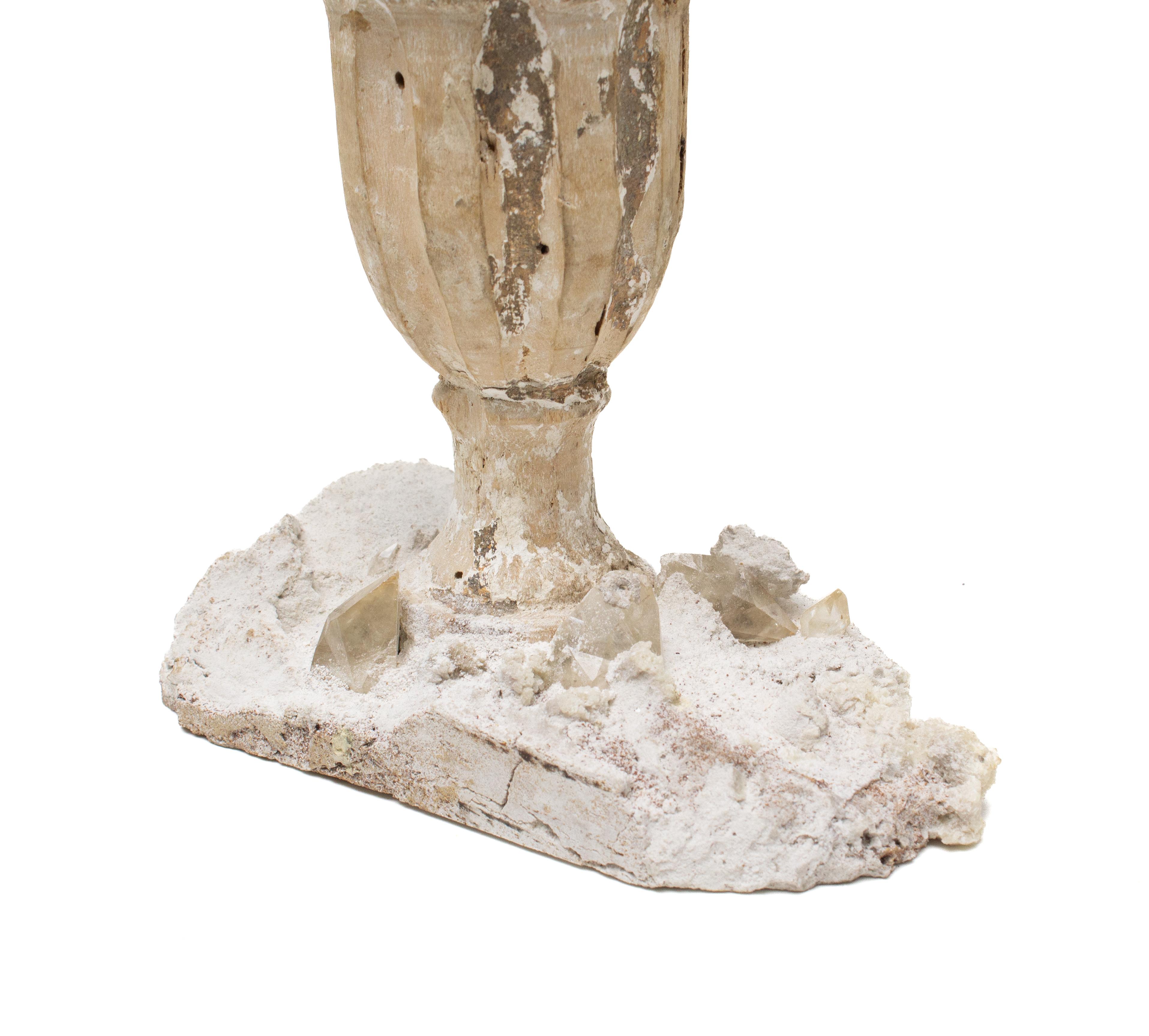 Rock Crystal 18th Century Italian 'Florence Fragment' Vase with Calcite Crystals in Matrix For Sale