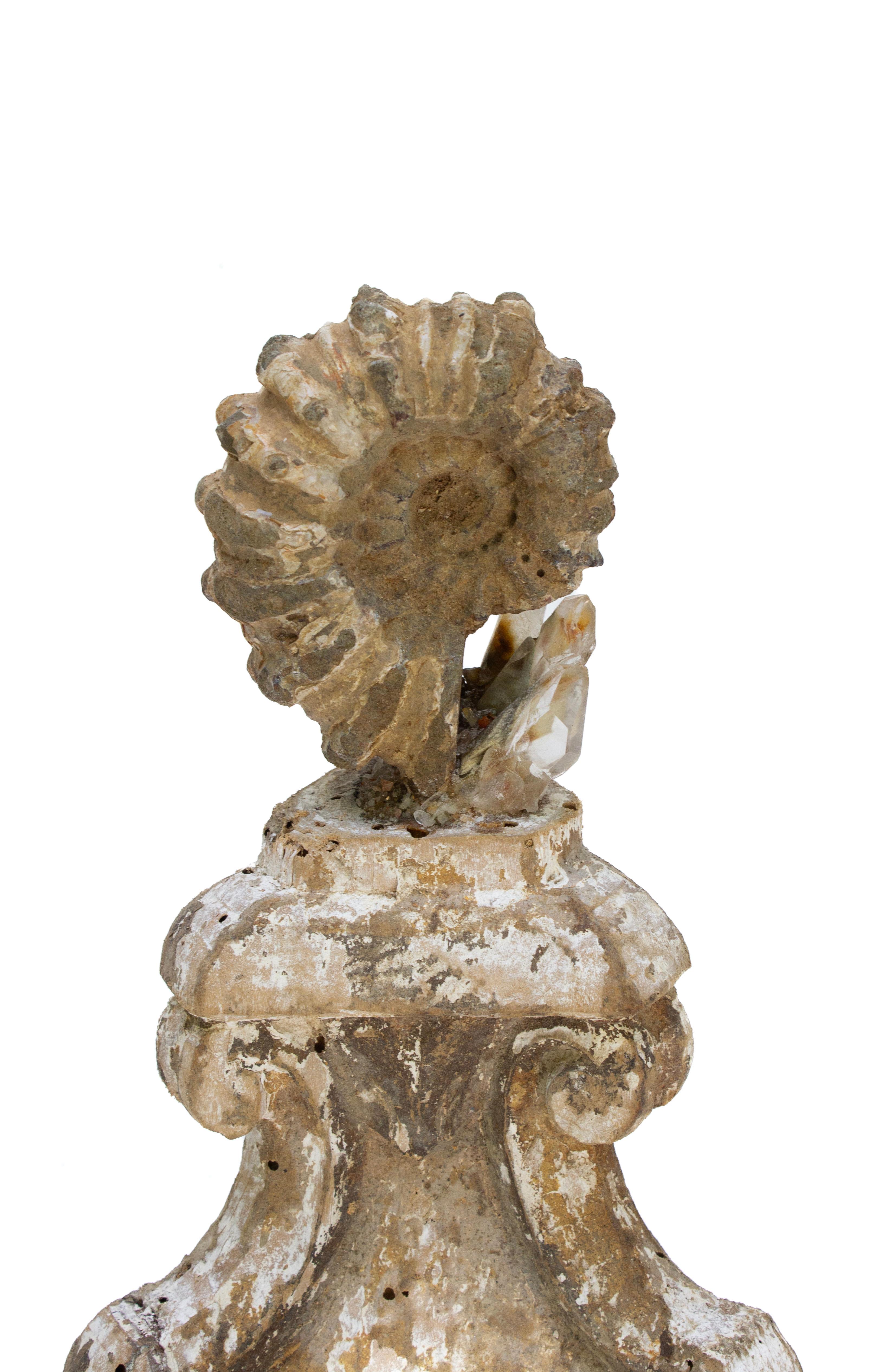 Rococo 18th Century Italian 'Florence Fragment' with an Ammonite and Crystal Quartz For Sale