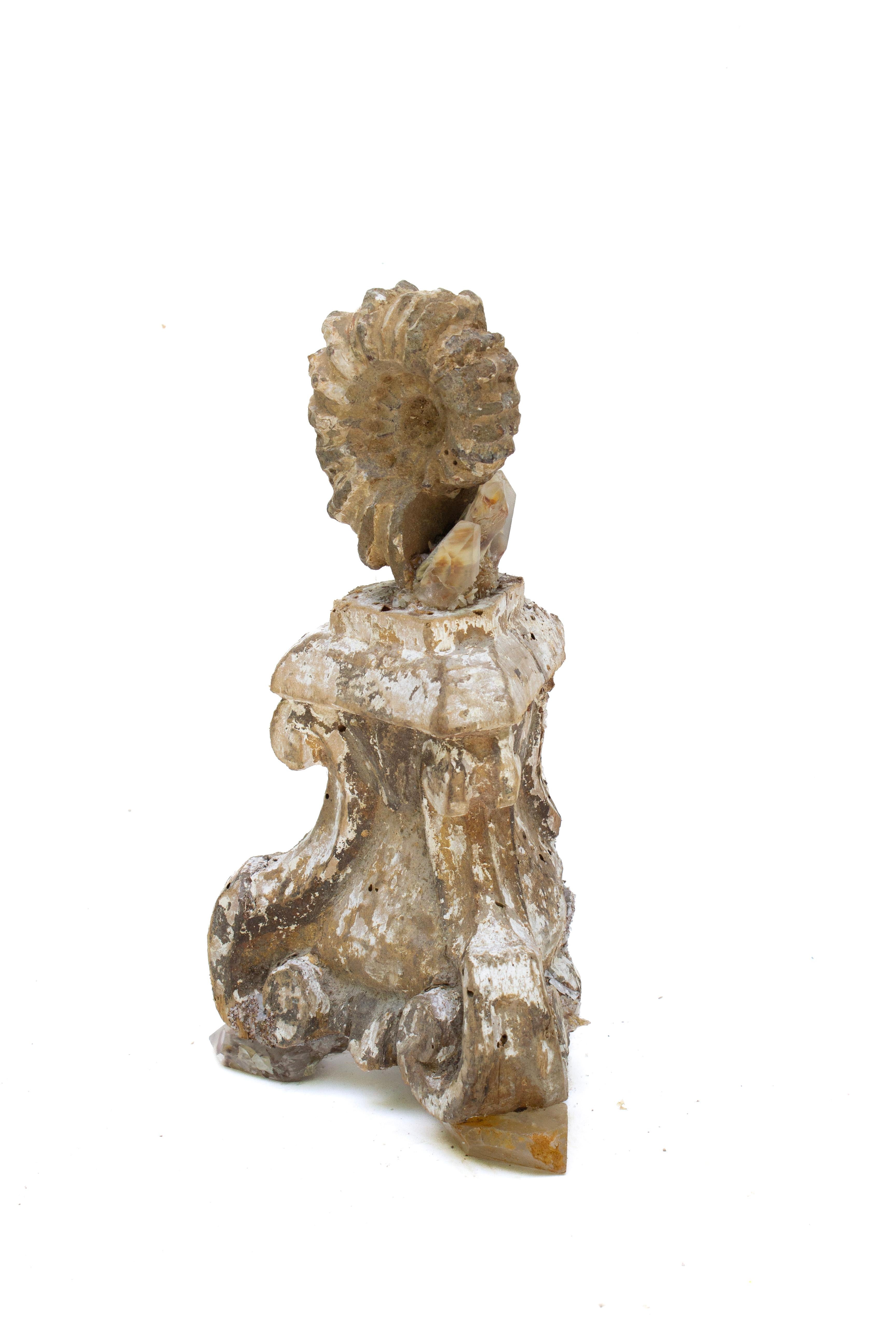 18th Century Italian 'Florence Fragment' with an Ammonite and Crystal Quartz In Good Condition For Sale In Dublin, Dalkey