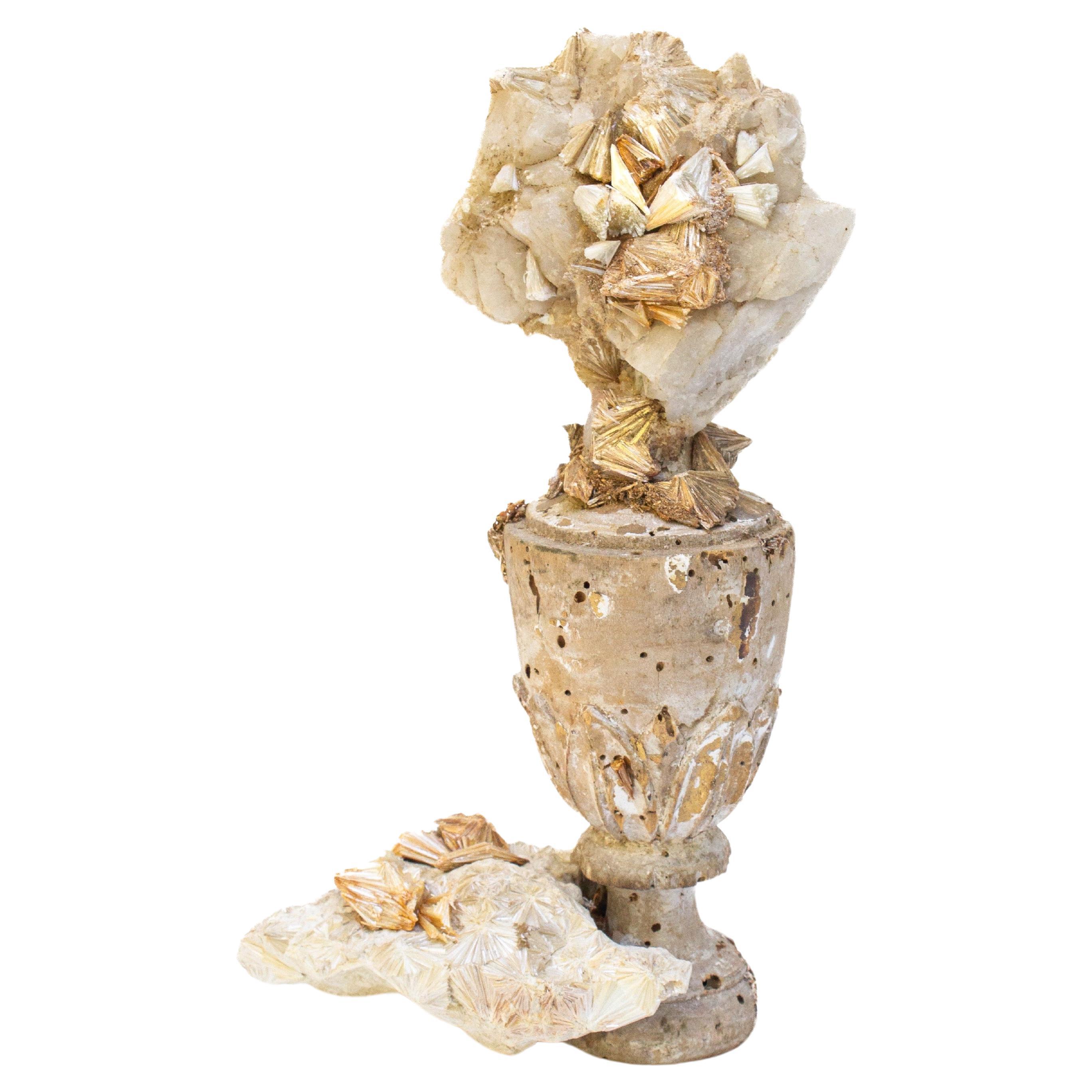 « Fragment de fleurs » italien du 18e siècle avec Pyrophyllite en quartz de cristal