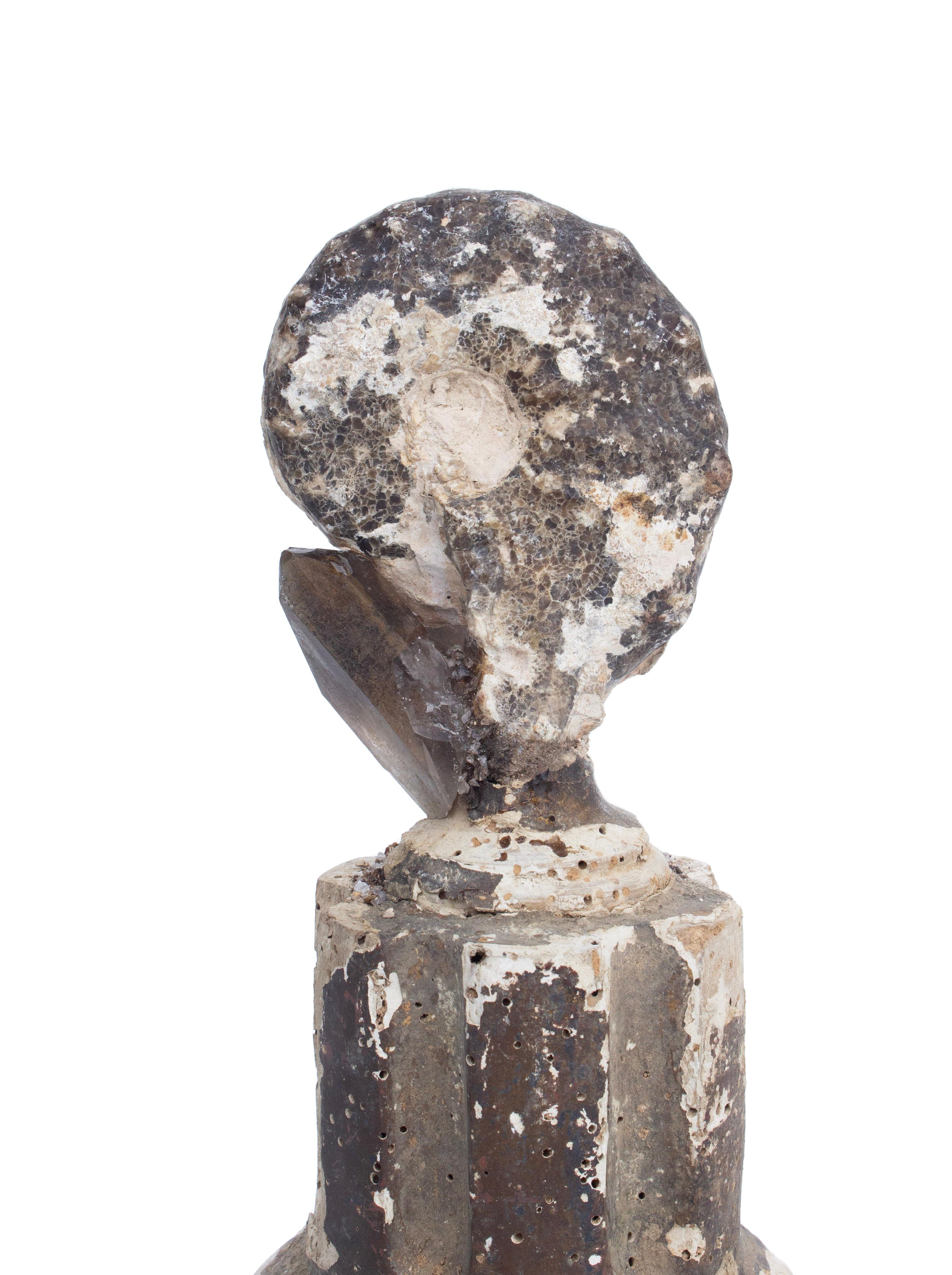 Rococo 18th Century Italian 'Florence Fragment' with Smokey Crystal Quartz and Ammonite For Sale