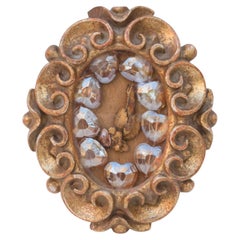 18th Century Italian Florentine Gold Leaf Mirror with Crystal Hearts