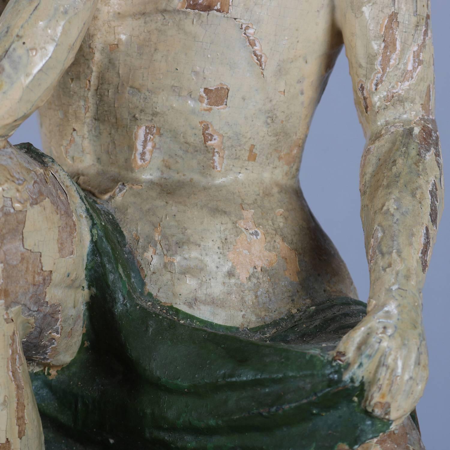 18th Century Italian Folk Art Figural Carved Wood Sculpture Icon of Jesus Christ 6
