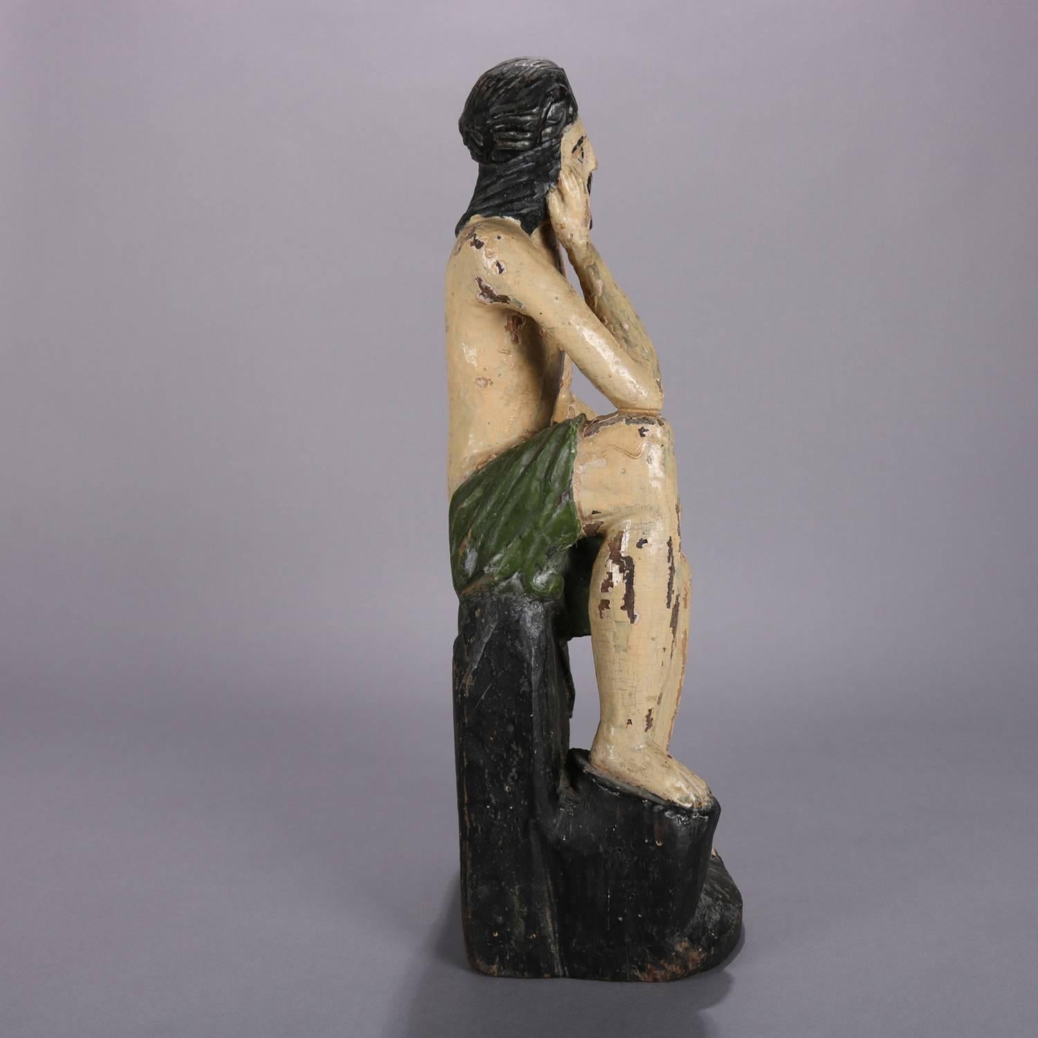 18th Century and Earlier 18th Century Italian Folk Art Figural Carved Wood Sculpture Icon of Jesus Christ