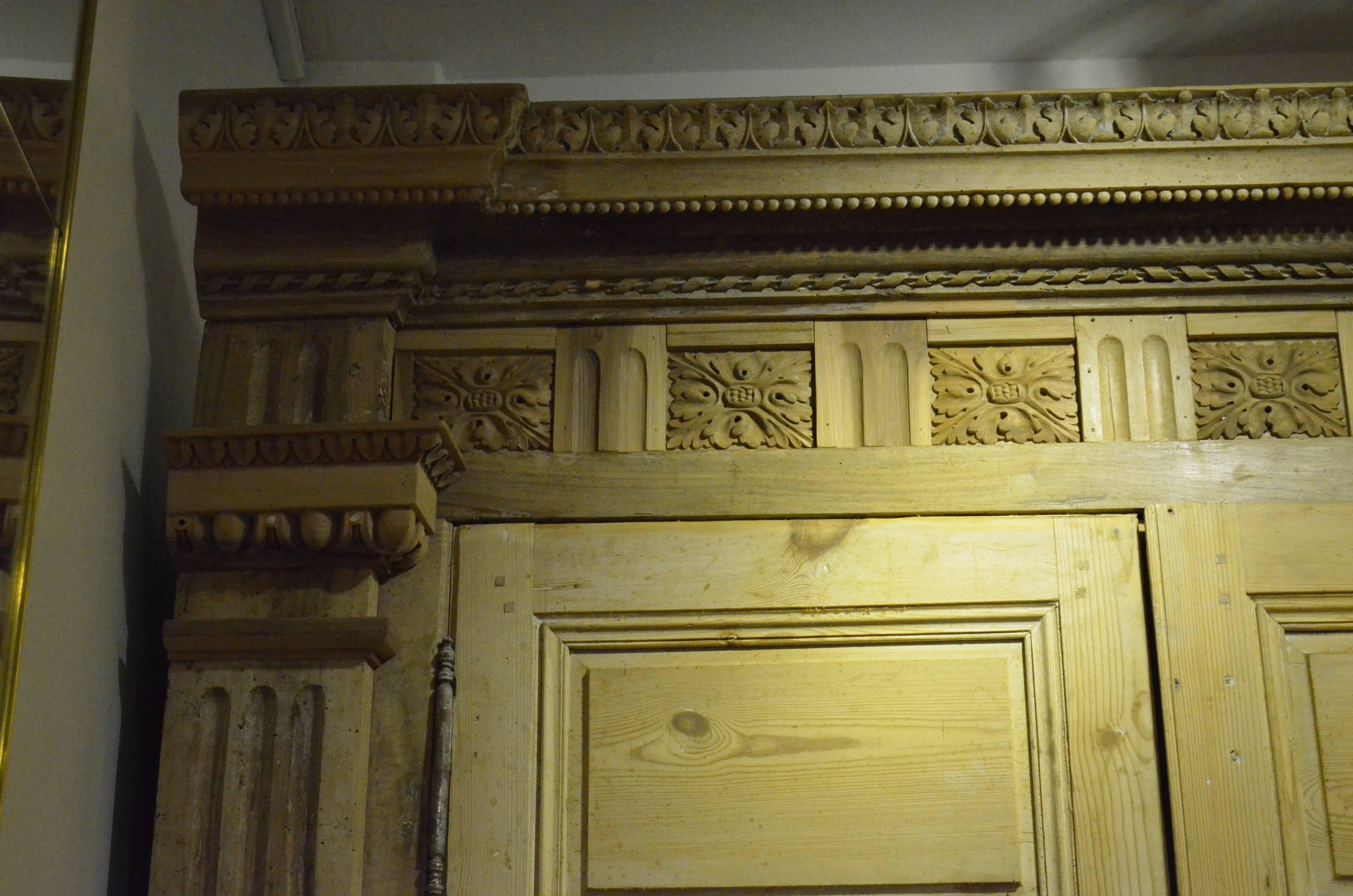 Louis XVI 18th Century Italian Four Doors Wood Storage Cabinet Wardrobe Boiserie