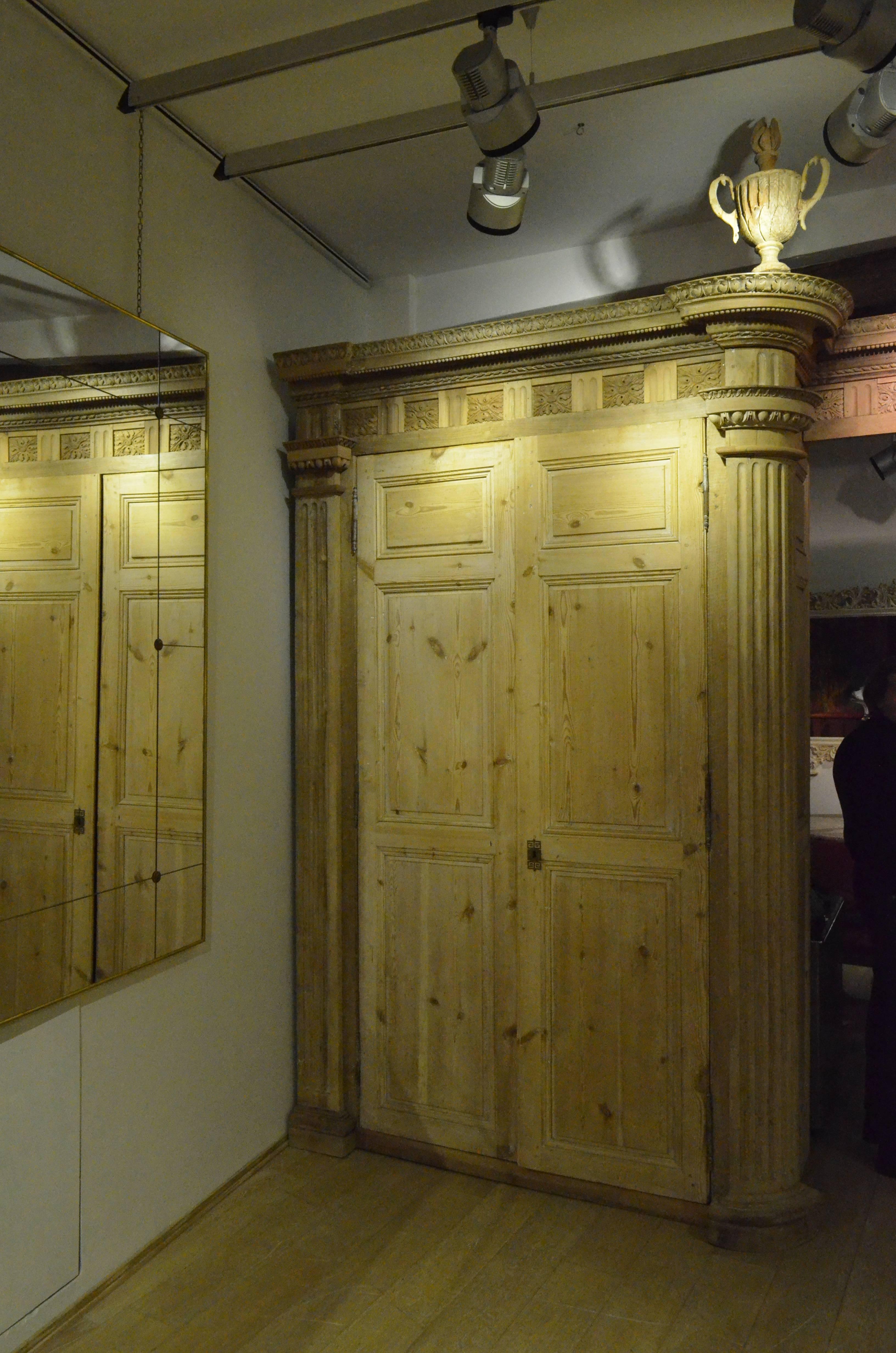 18th Century Italian Four Doors Wood Storage Cabinet Wardrobe Boiserie 1