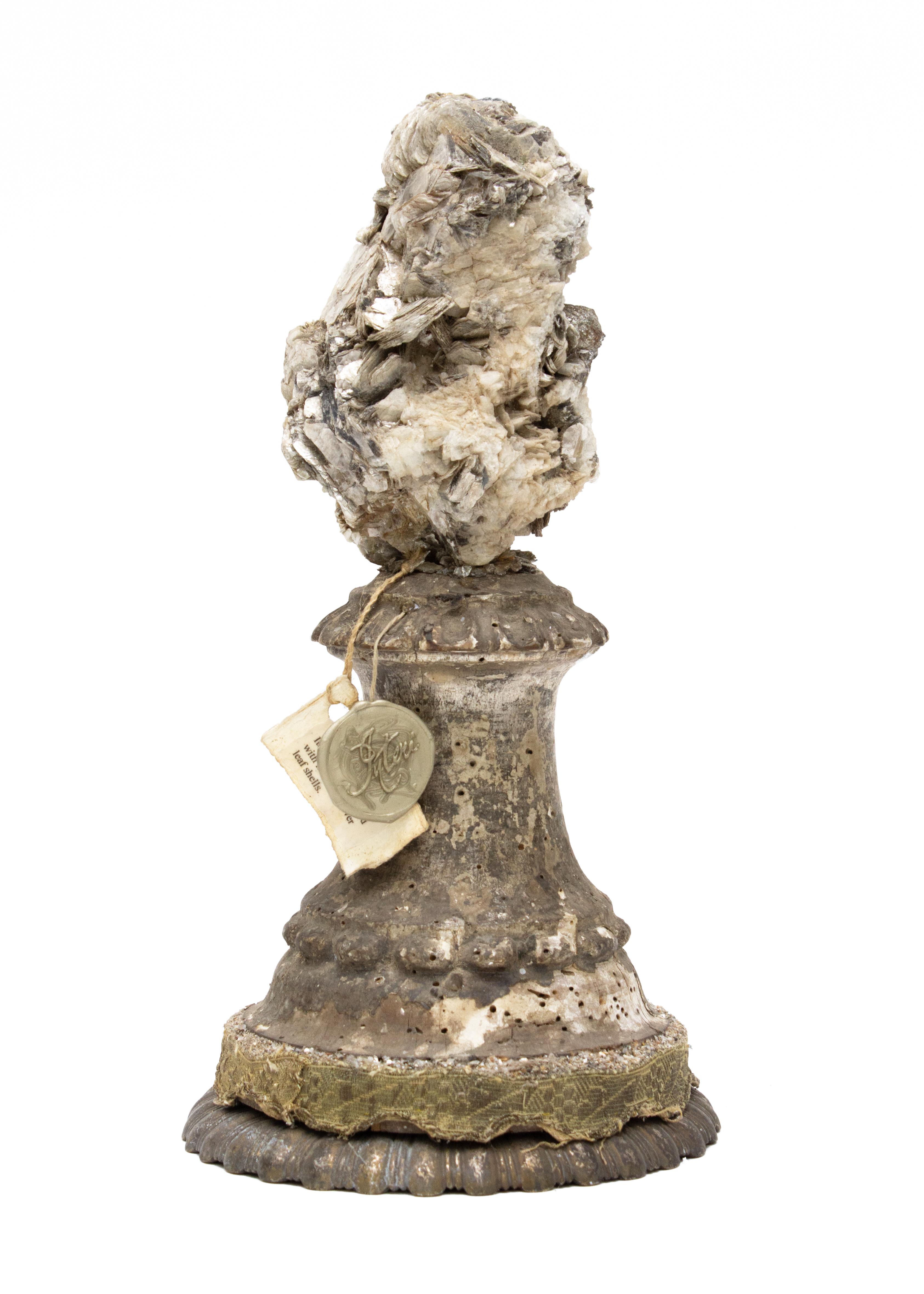 18th Century Italian Fragment Base with Mica in Matrix and Silver Leaf Shells In Good Condition For Sale In Dublin, Dalkey