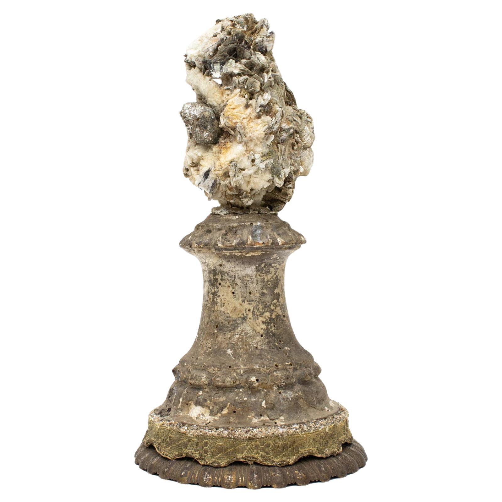 18th Century Italian Fragment Base with Mica in Matrix and Silver Leaf Shells