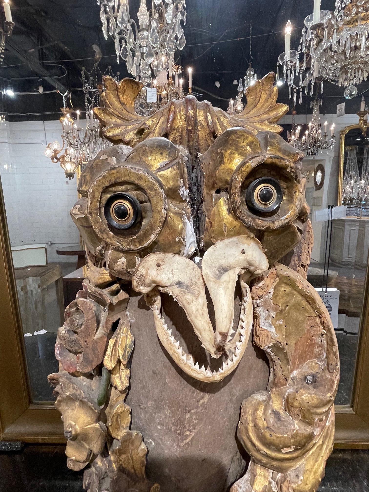 Carved 18th Century Italian Fragment Owl Sculpture For Sale