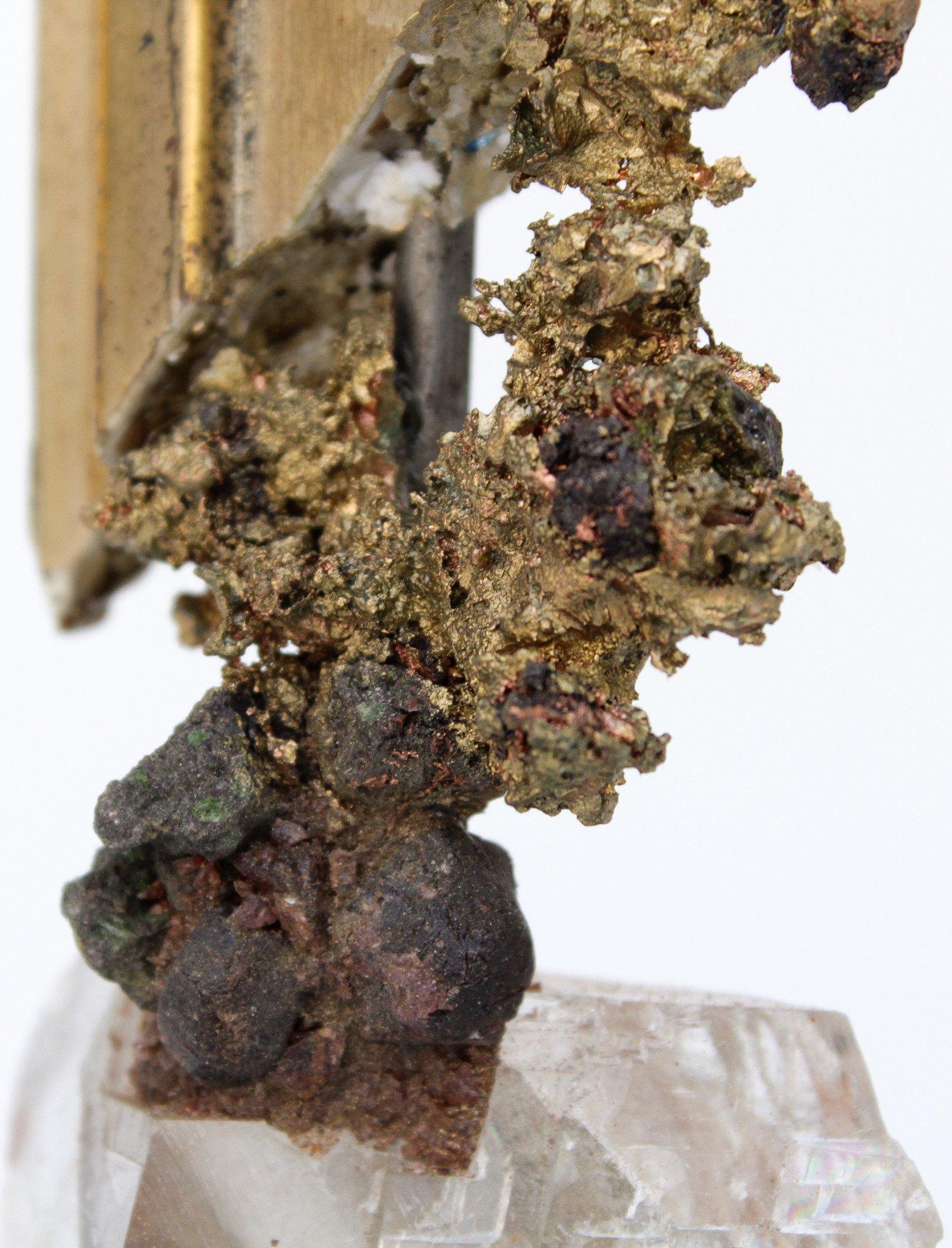 Rococo 18th Century Italian Fragment with Copper, Garnets, and Gold Mica on Calcite For Sale