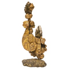 18th Century Italian Fragment with Tourmaline and Gold Leaf Shells on Pyrite