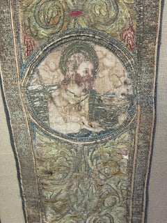 18th Century Italian Hand-Woven Embroidered Silk & Metallic Panel