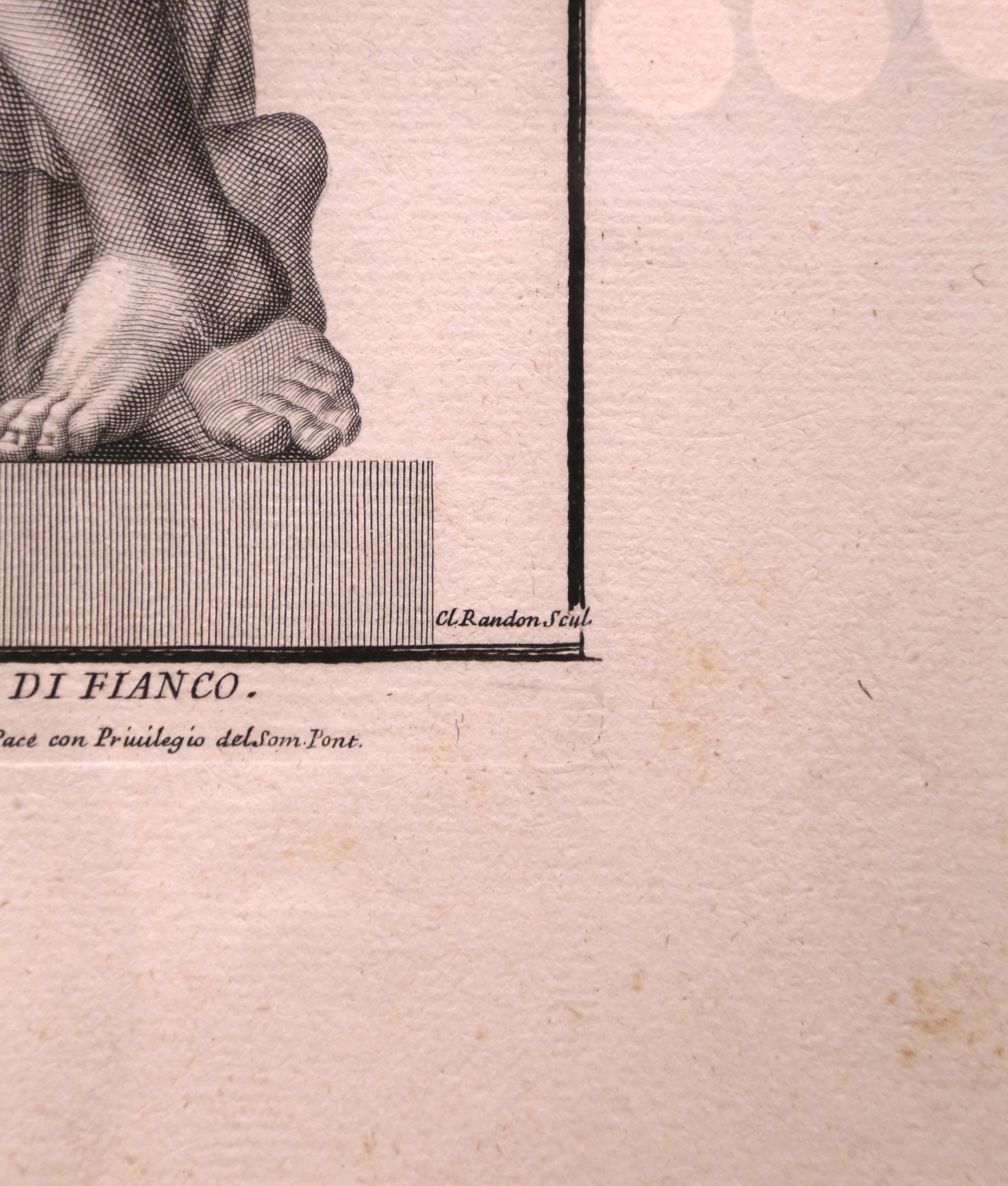 Set von 3 italienischen gerahmten neoklassizistischen Herkules-Statuen-Gravuren, 18. Jahrhundert im Angebot 3