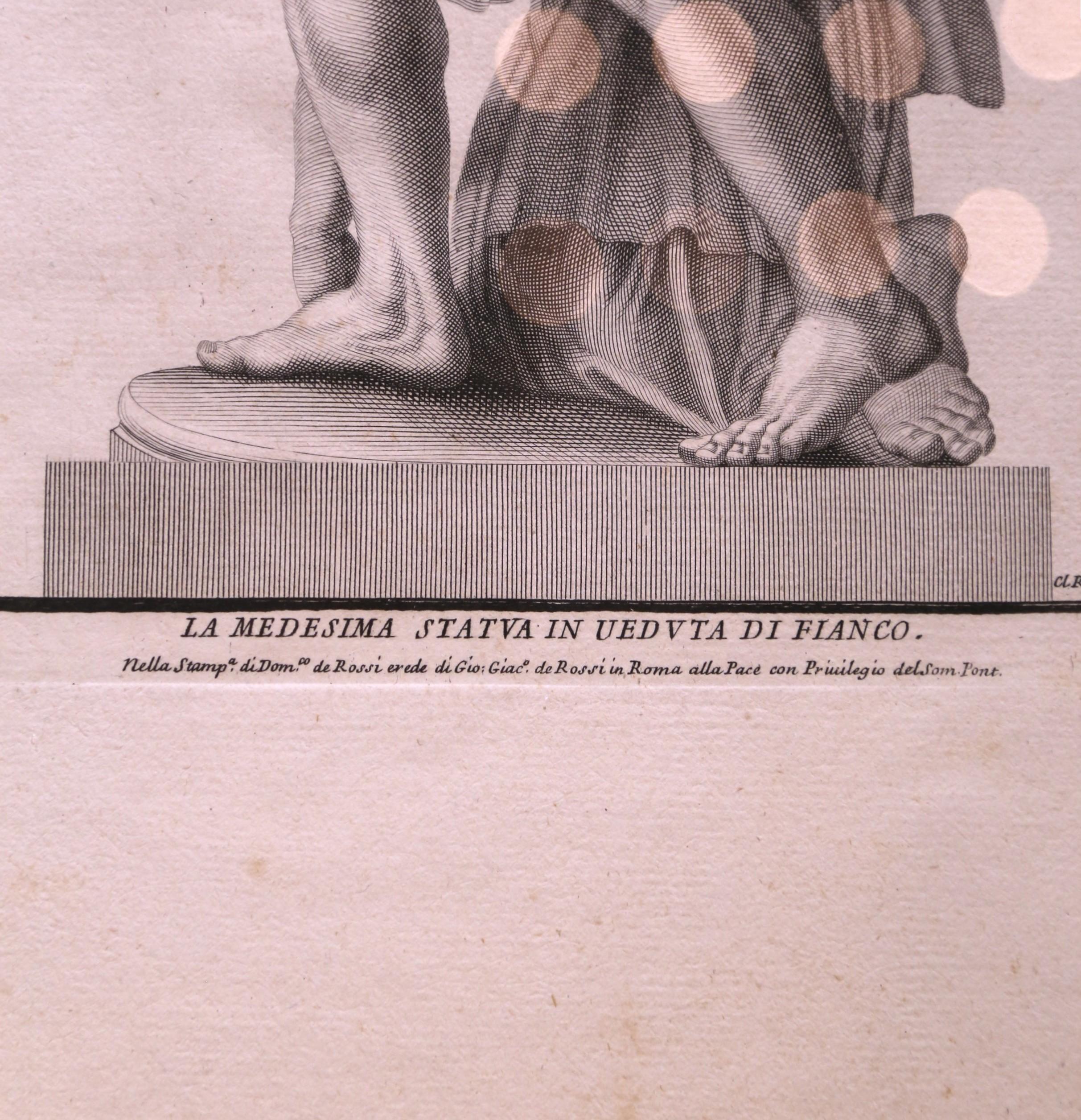 Set von 3 italienischen gerahmten neoklassizistischen Herkules-Statuen-Gravuren, 18. Jahrhundert im Angebot 2
