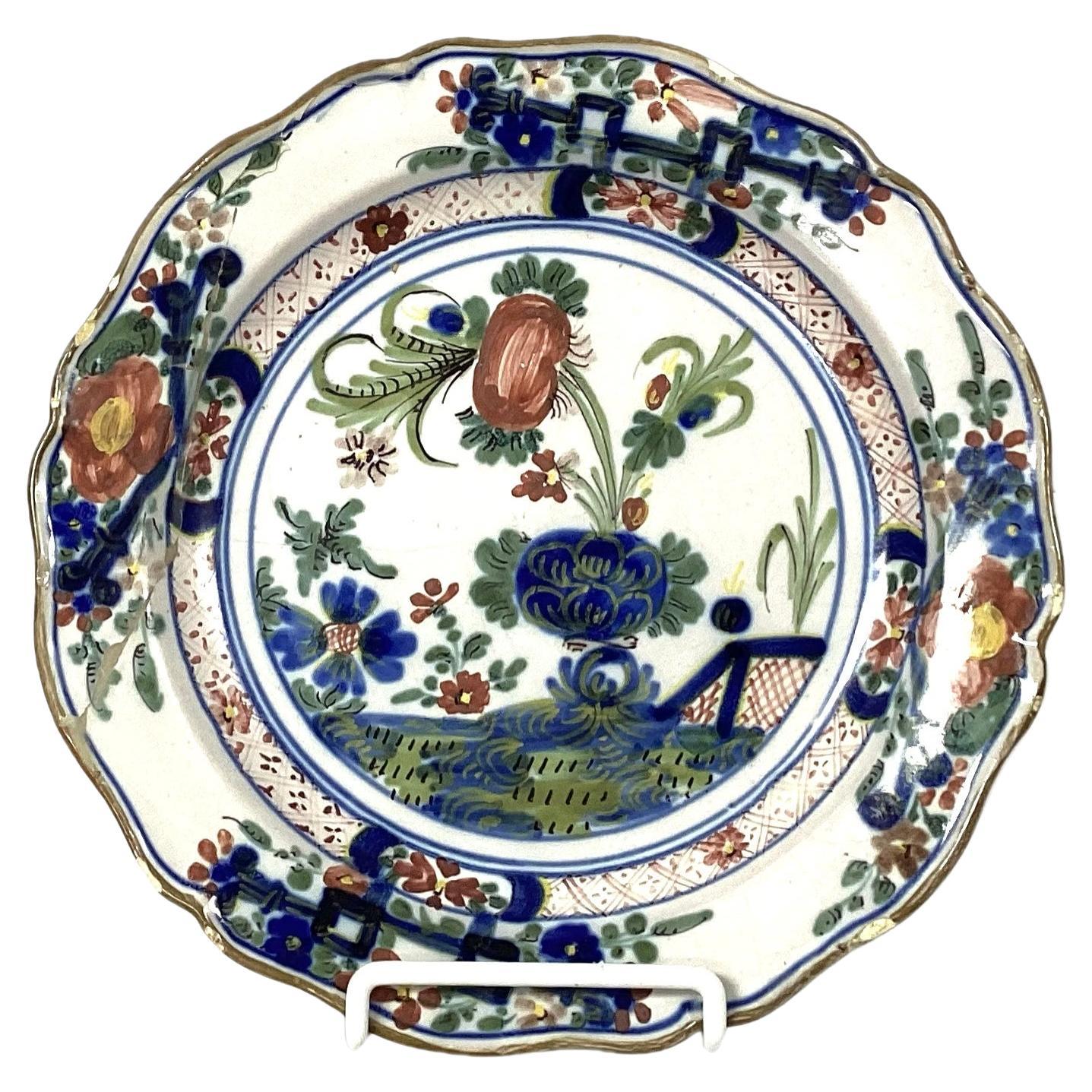 Plat italien du 18ème siècle de distinction bleu Garofano en vente
