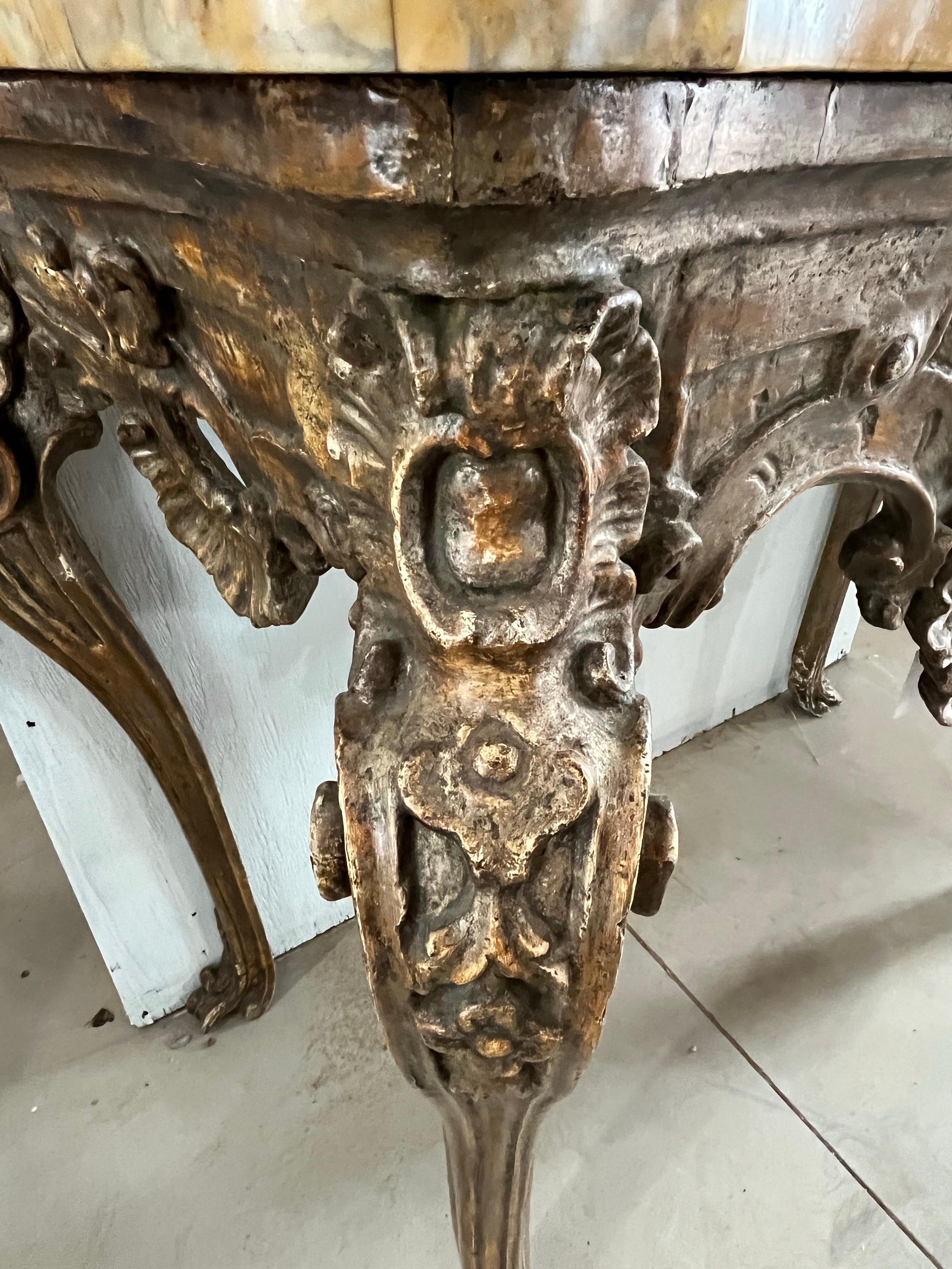 18th Century Italian Genovese Baroque Console With Siena Marble Top For Sale 4