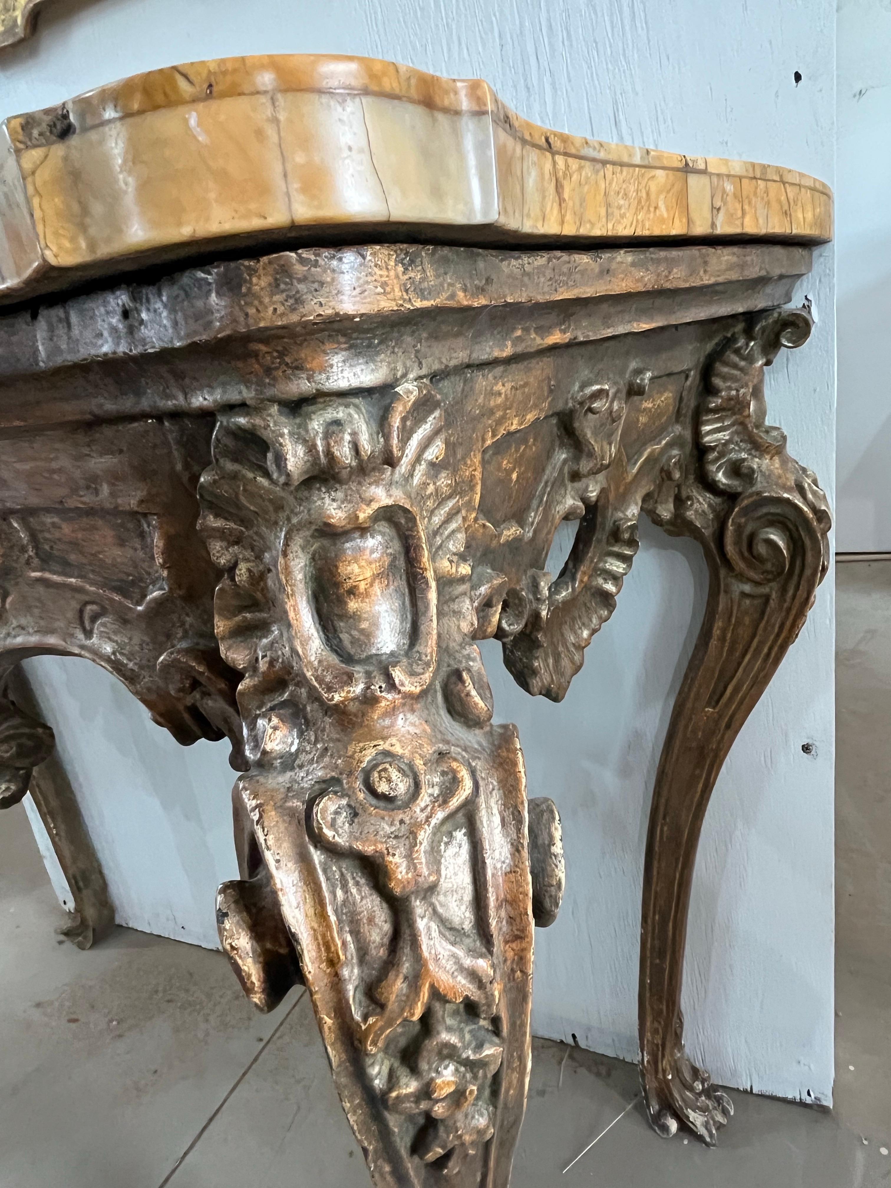 18th Century Italian Genovese Baroque Console With Siena Marble Top For Sale 6