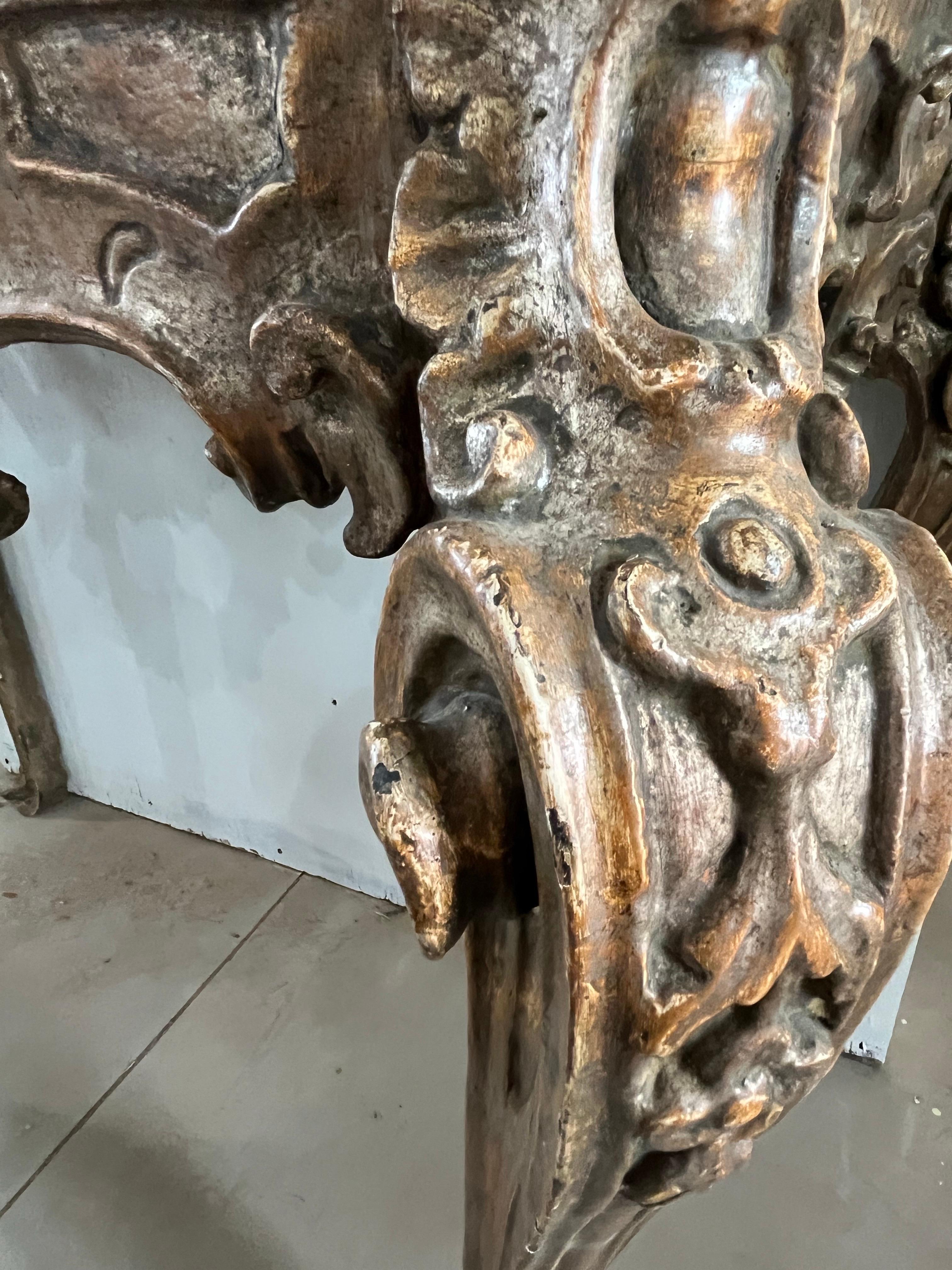 18th Century Italian Genovese Baroque Console With Siena Marble Top For Sale 1