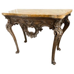 18th Century Italian Genovese Baroque Console With Siena Marble Top