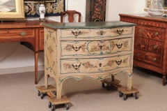18th Century Italian Genovese Painted Commode with 3 Drawers