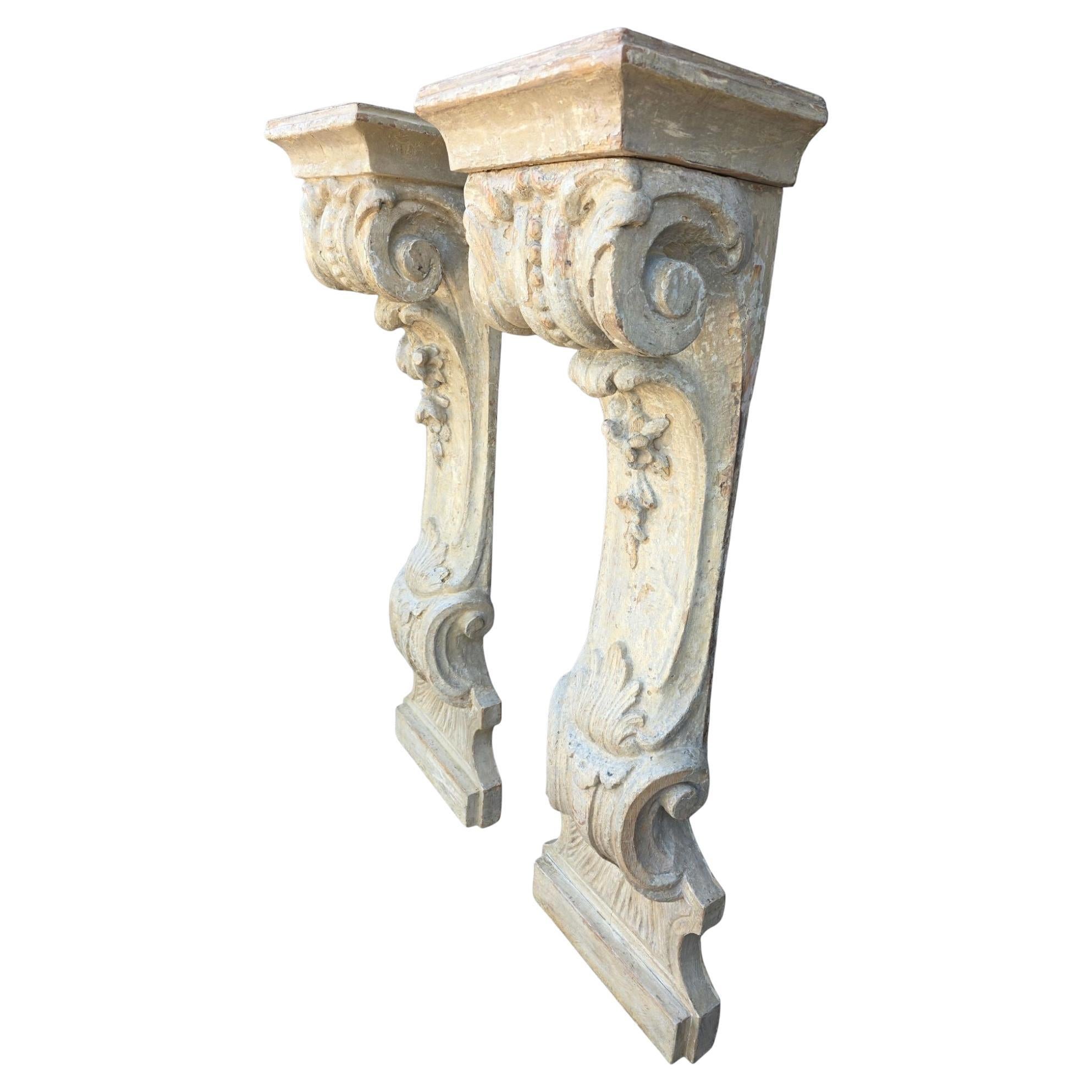 18th Century Venetian wall consoles.  Pair.  