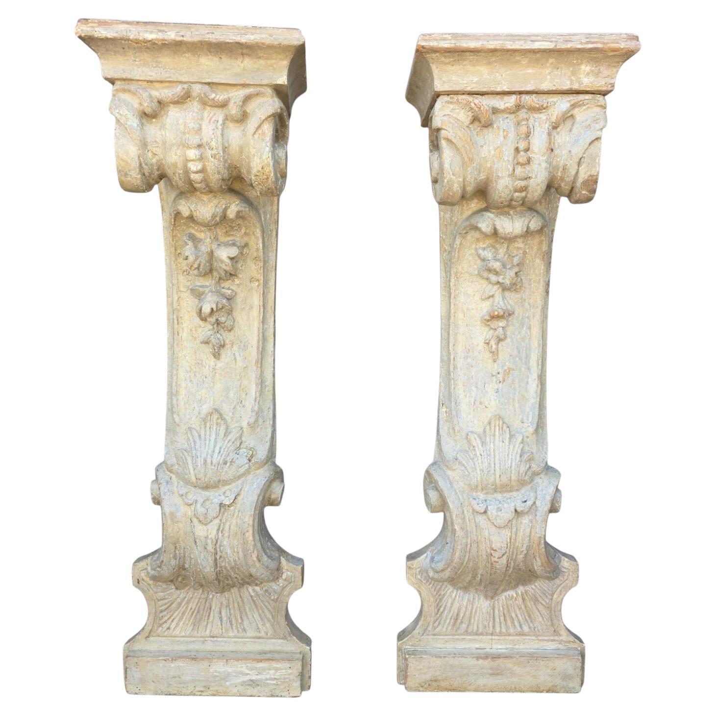 18th Century Italian Gesso Wall Mounted Consoles - Pair For Sale