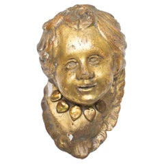18th Century Italian Gilded Angel Head with Baroque Pearls