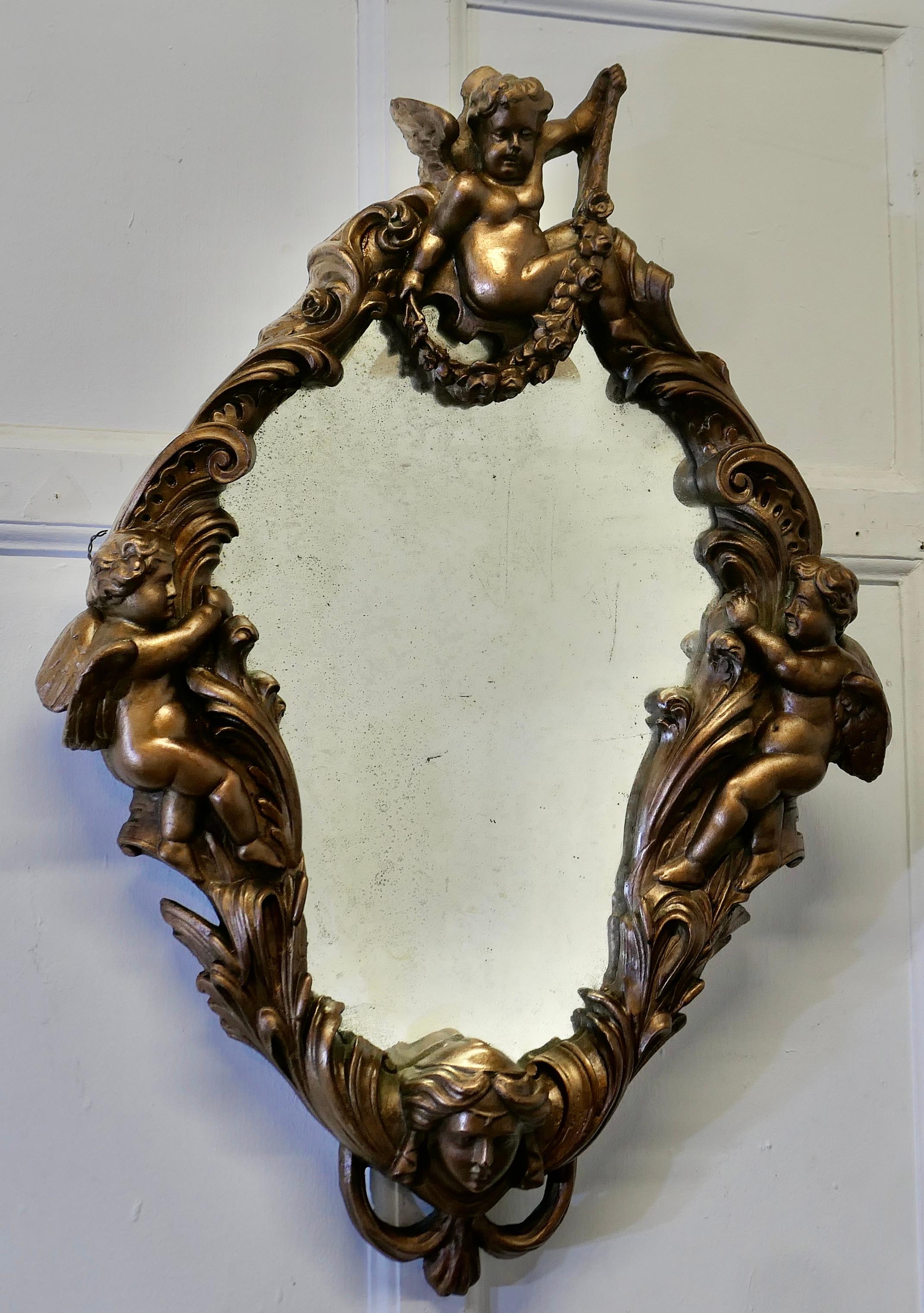 Miroir baroque doré italien du 18e siècle  Une trouvaille rare et une pièce étonnante en vente 4