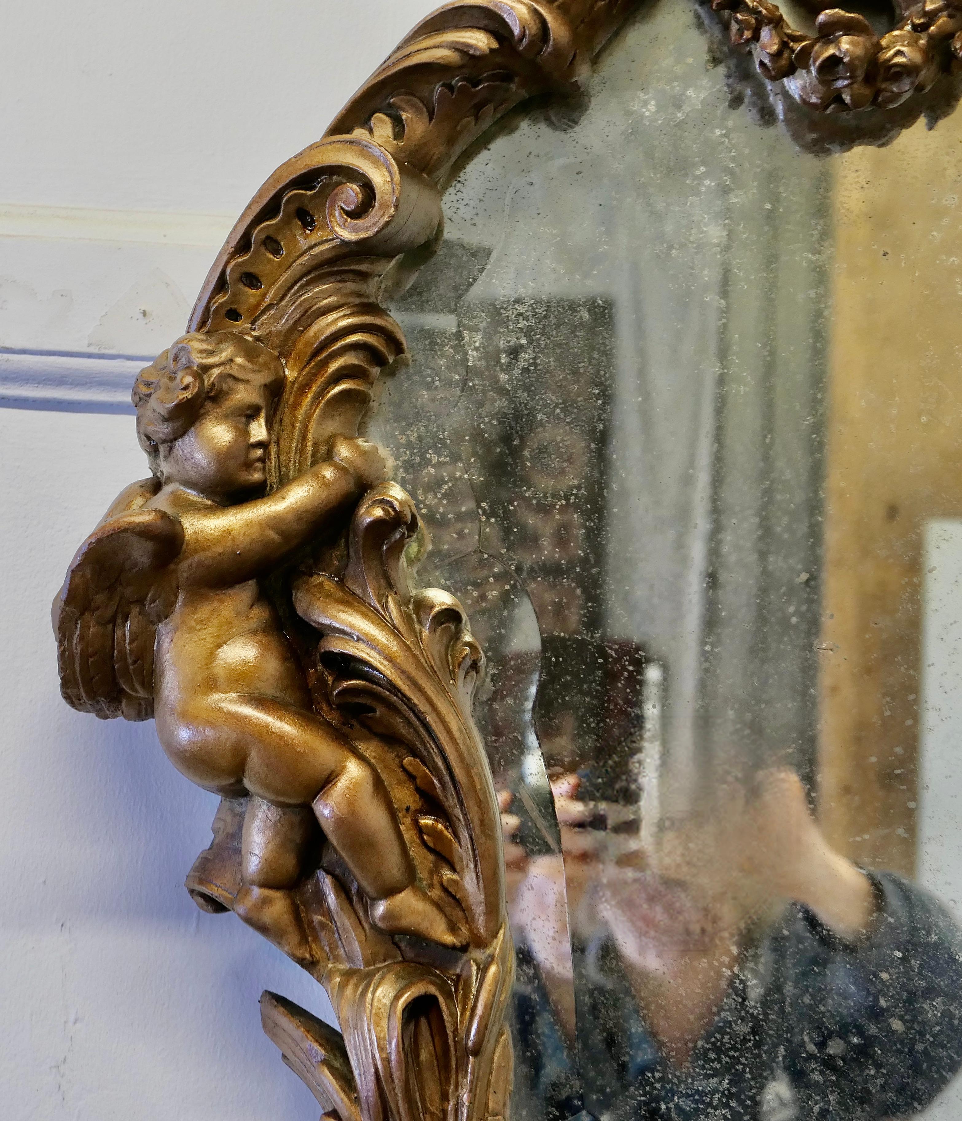 Miroir baroque doré italien du 18e siècle  Une trouvaille rare et une pièce étonnante en vente 2