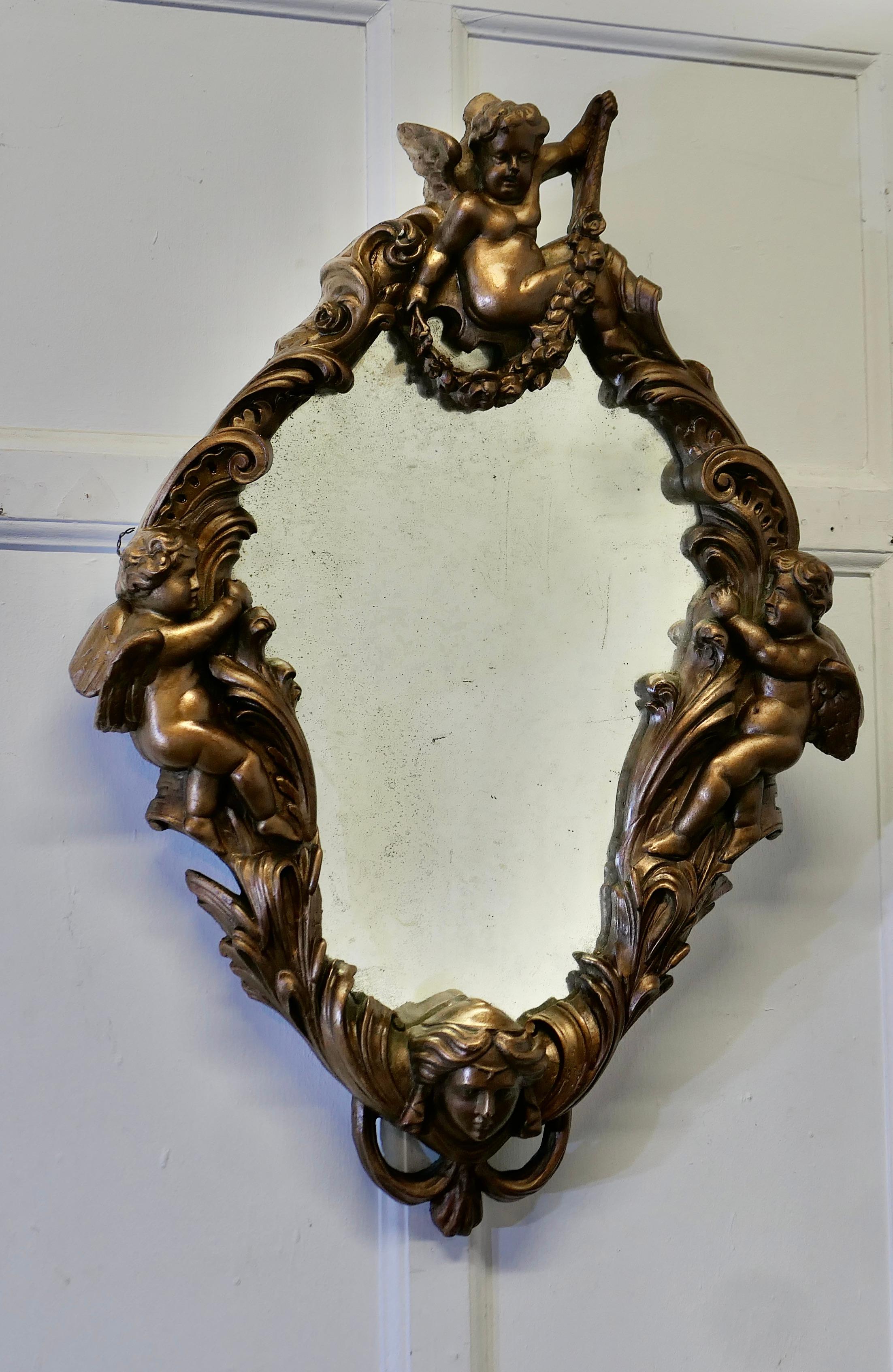 Miroir baroque doré italien du 18e siècle  Une trouvaille rare et une pièce étonnante en vente 3