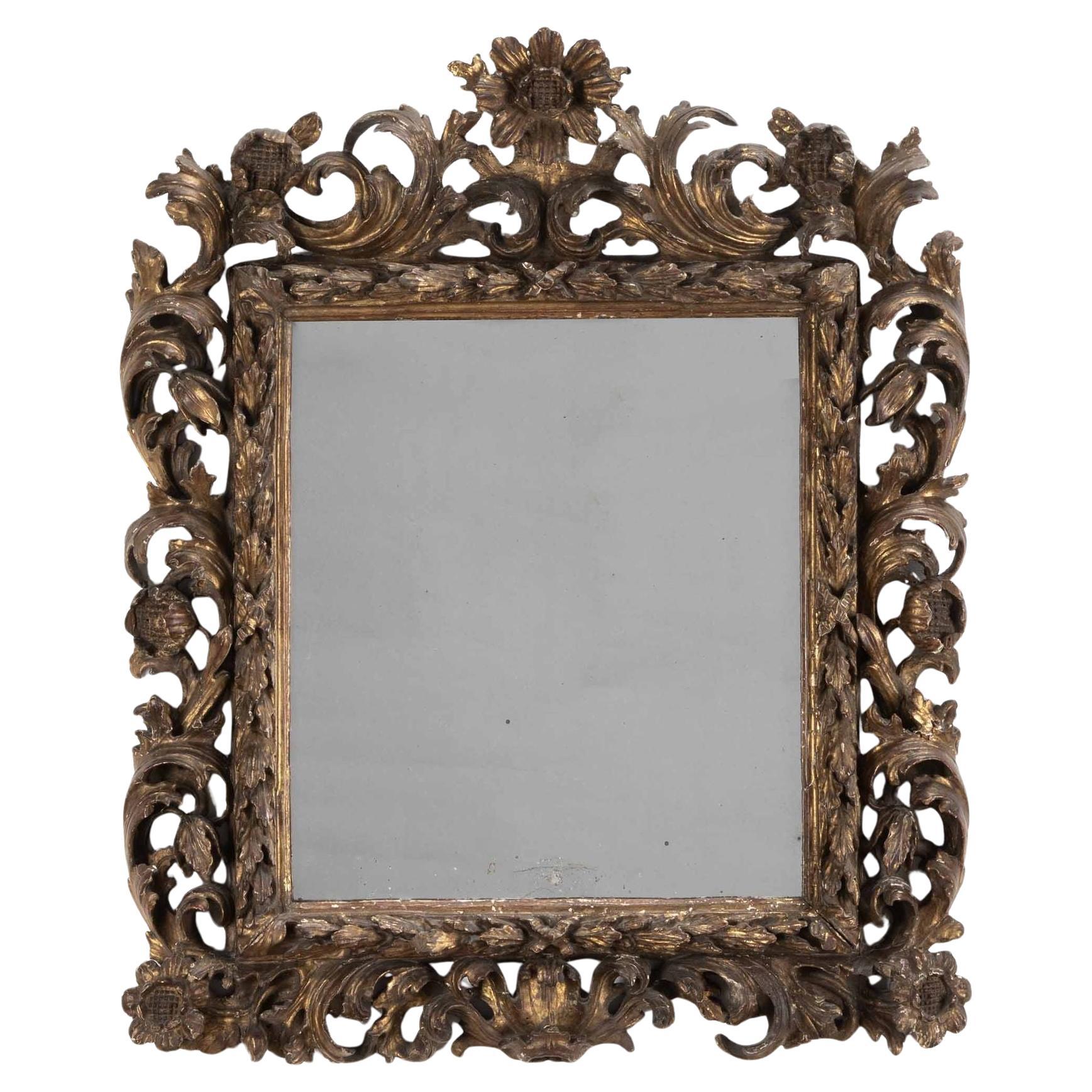 18th Century Italian Gilded Carved Wood Mirror