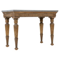 18th Century Italian Gilded Console Table with Marble Top