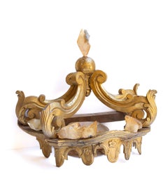 Couronne italienne dorée du XVIIIe siècle ornée de cristaux de calcite rares