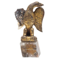 18th Century Italian Gilded Eagle with Calcite Crystal in a Sphalerite Matrix