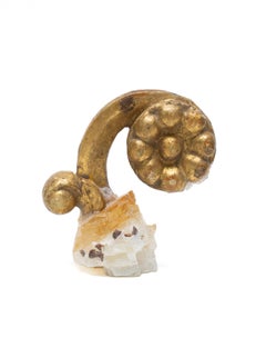 18th Century Italian Gilded Flower Fragment Mounted on Calcite Crystal