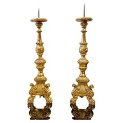 18th Century Italian Gilded Pricket Candlestick Set