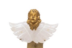 18th Century Italian Gilded Putto with Quartz Crystal Wings on a Gold Stand