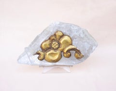 18th Century Italian Gilded Rococo Fragment with Quartz Crystals on Selenite