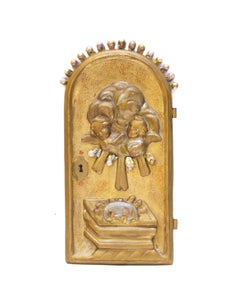 18th Century Italian Gilded Tabernacle Door with Baroque Pearls