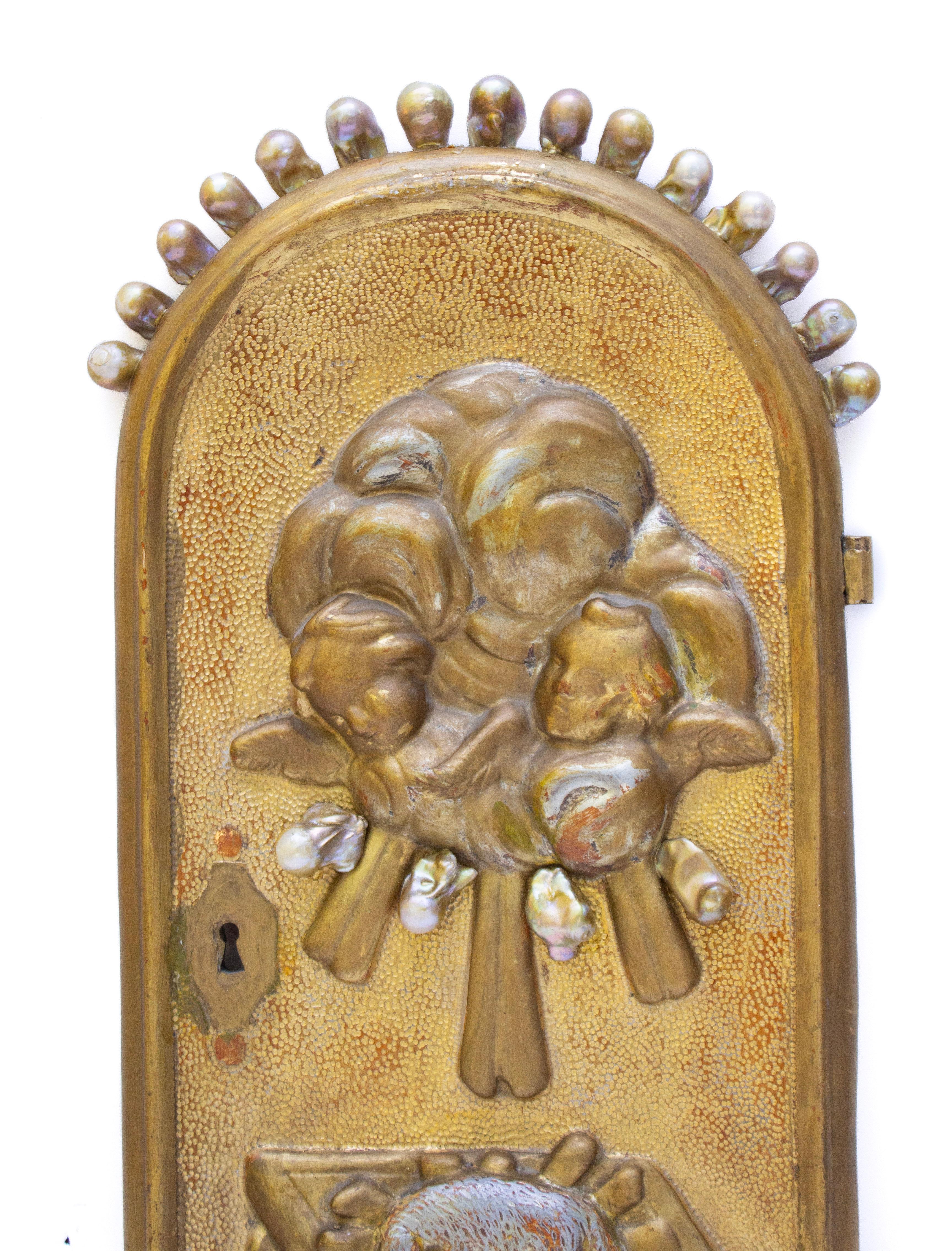Porte de tabernacle italienne dorée du 18e siècle avec perles baroques Bon état - En vente à Dublin, Dalkey