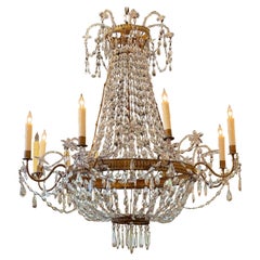 Lampadari italiani in ottone dorato e cristallo del XVIII secolo
