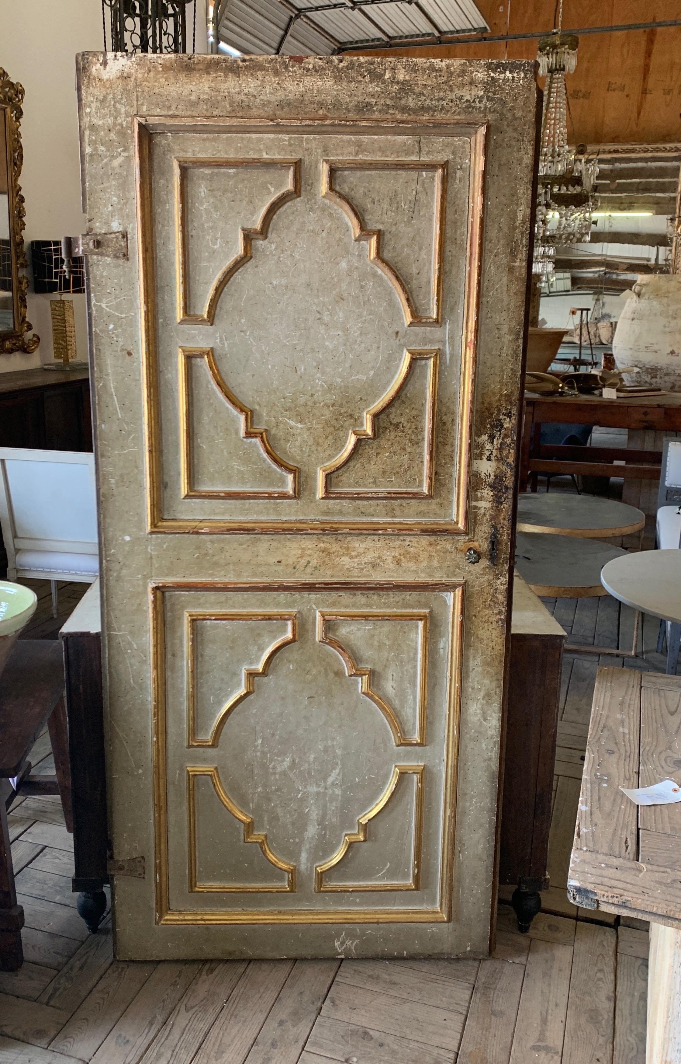 18th Century Italian Gilt Gold and Black Painted Door from Italy For Sale 3