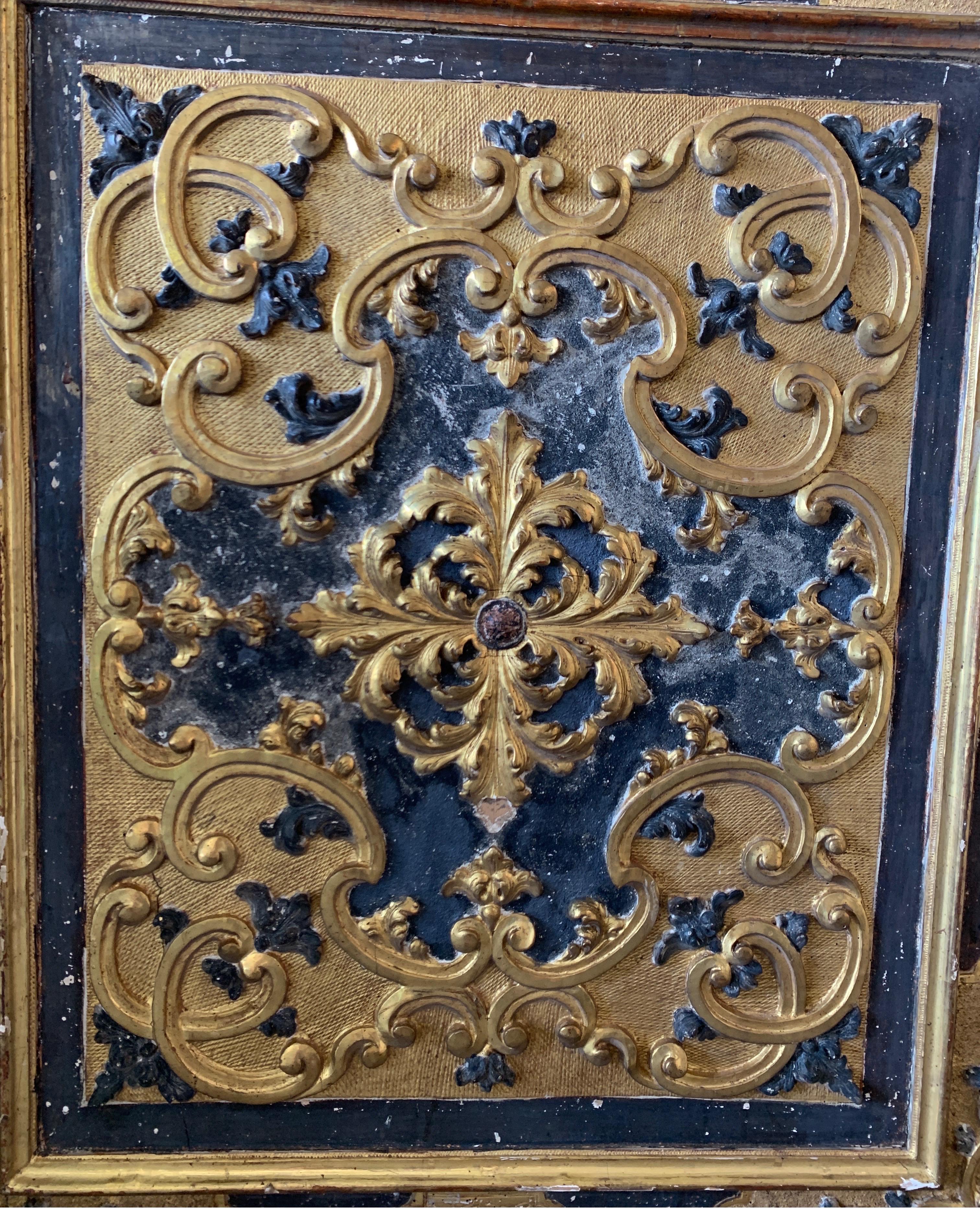 18th Century and Earlier 18th Century Italian Gilt Gold and Black Painted Door from Italy For Sale