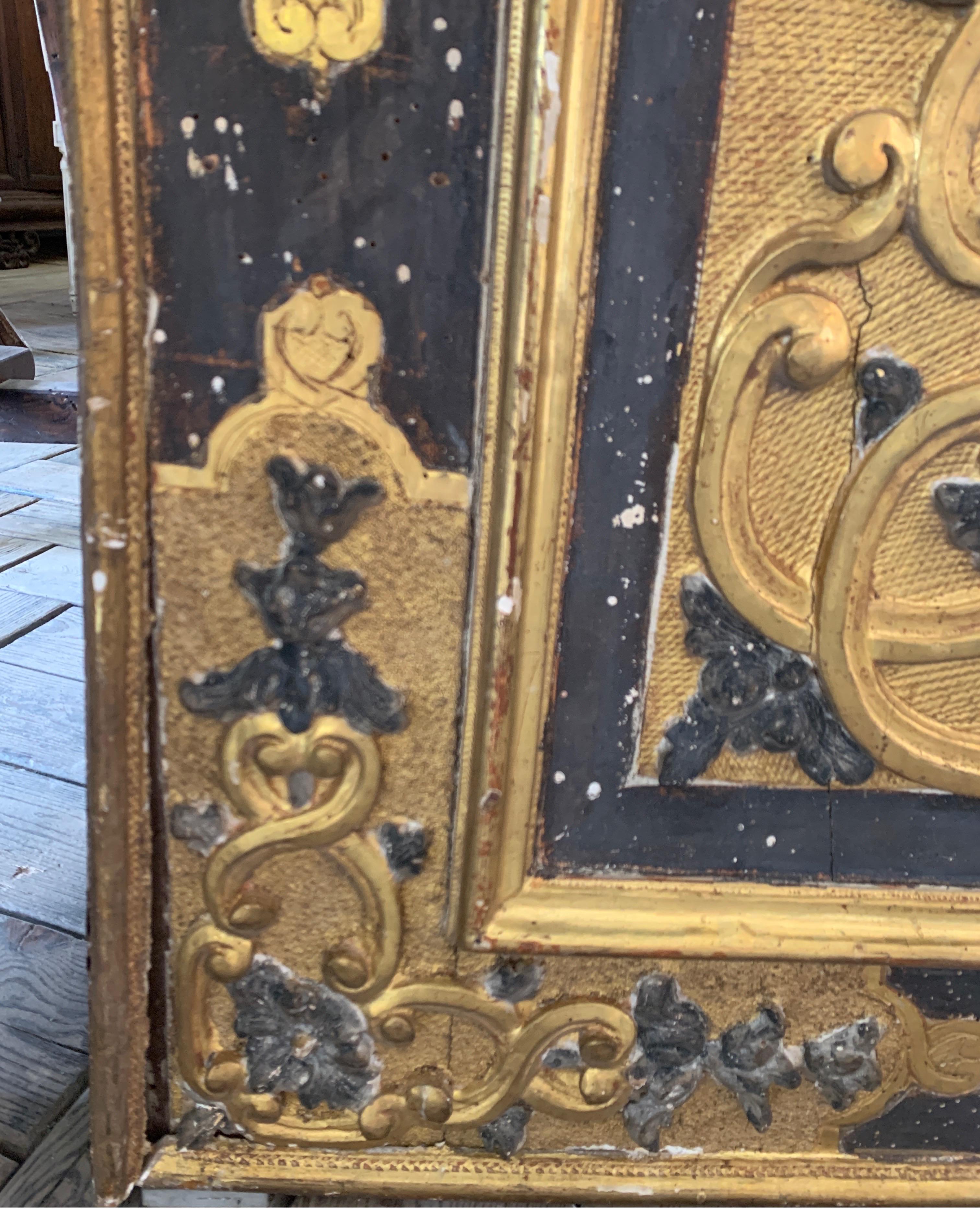 Giltwood 18th Century Italian Gilt Gold and Black Painted Door from Italy For Sale