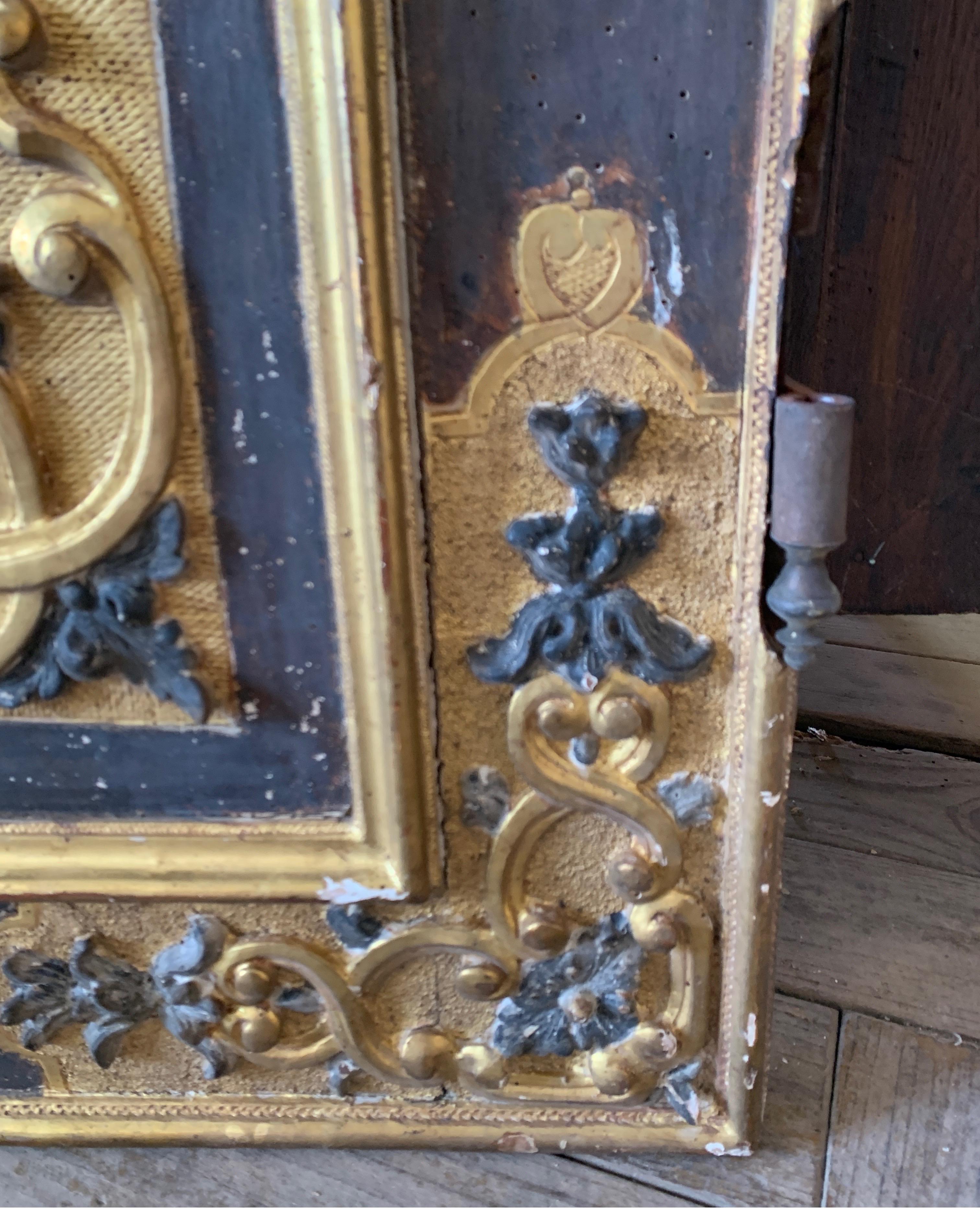 18th Century Italian Gilt Gold and Black Painted Door from Italy For Sale 1