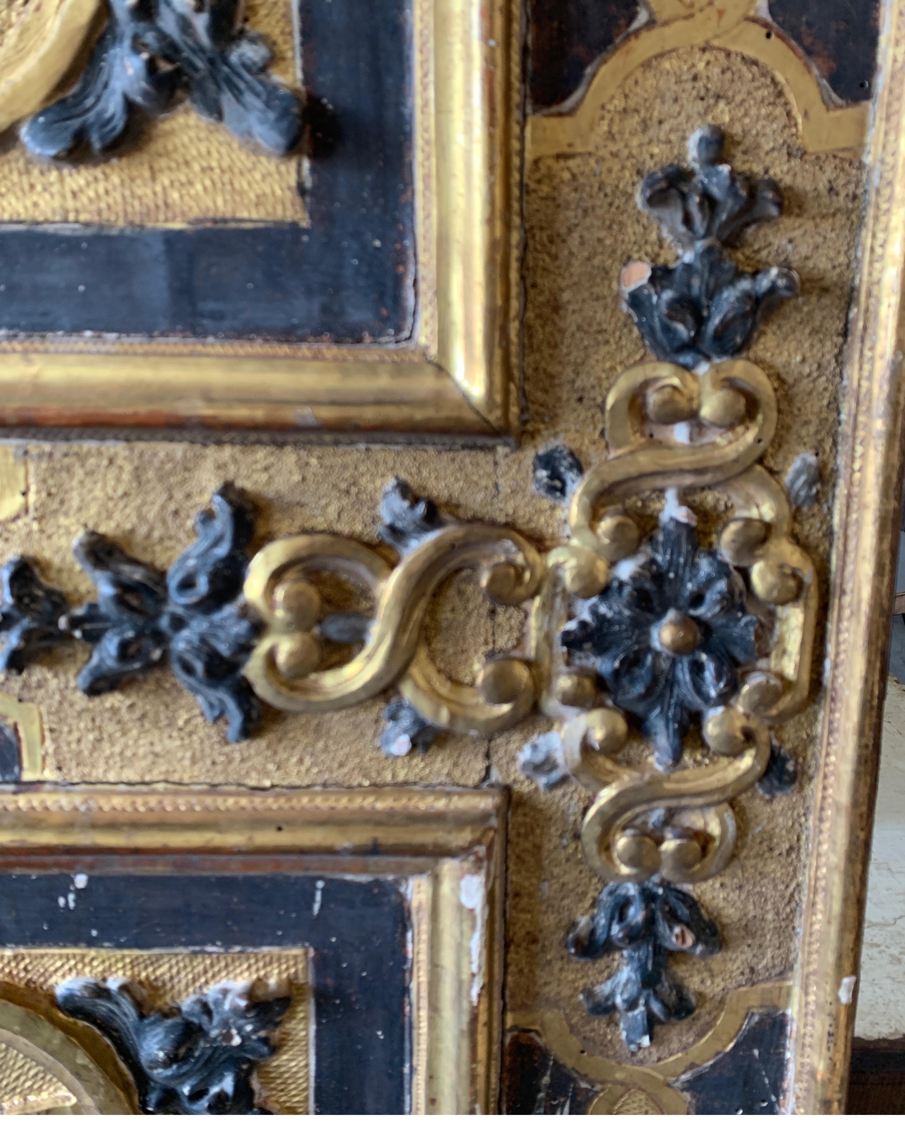 18th Century Italian Gilt Gold and Black Painted Door from Italy For Sale 2