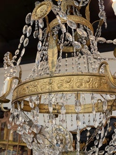 18th Century Italian Gilt Metal and Crystal Chandelier