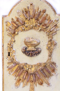 18th Century Italian Gilt Tabernacle Door with Baroque Pearls & Tangerine Quartz
