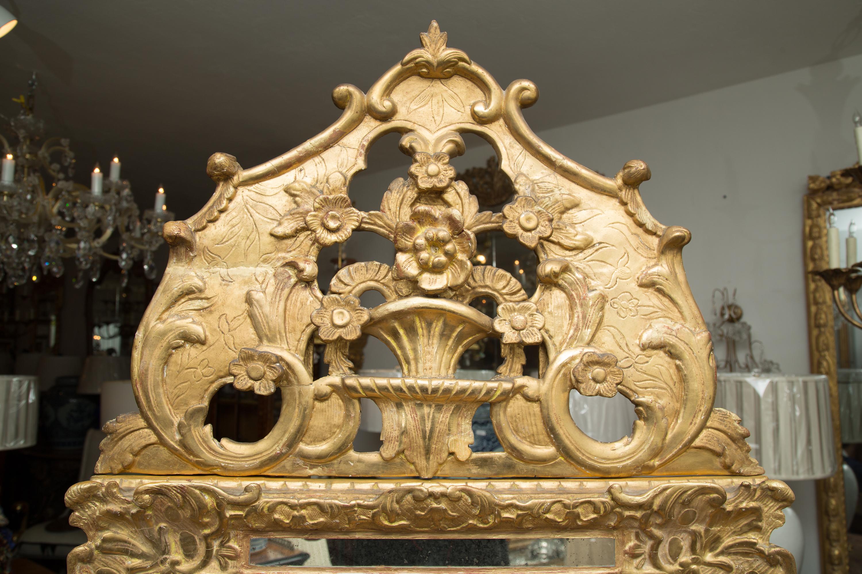 18th Century and Earlier 18th Century Italian Gilt Wall Mirror For Sale