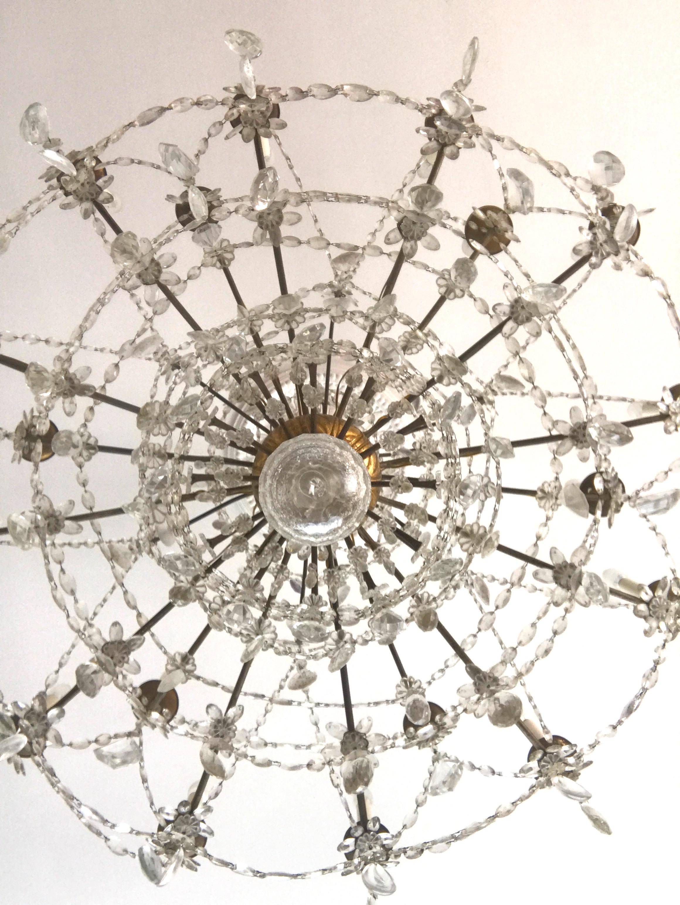 18th Century Italian Giltwood and Crystal Chandelier For Sale 4
